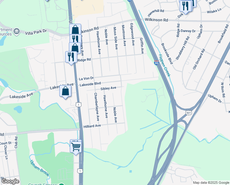 map of restaurants, bars, coffee shops, grocery stores, and more near 5627 Noble Avenue in Richmond