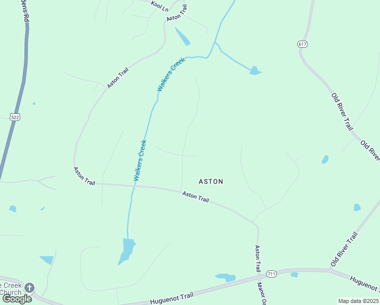 map of restaurants, bars, coffee shops, grocery stores, and more near 3606 Walkers Creek in Powhatan