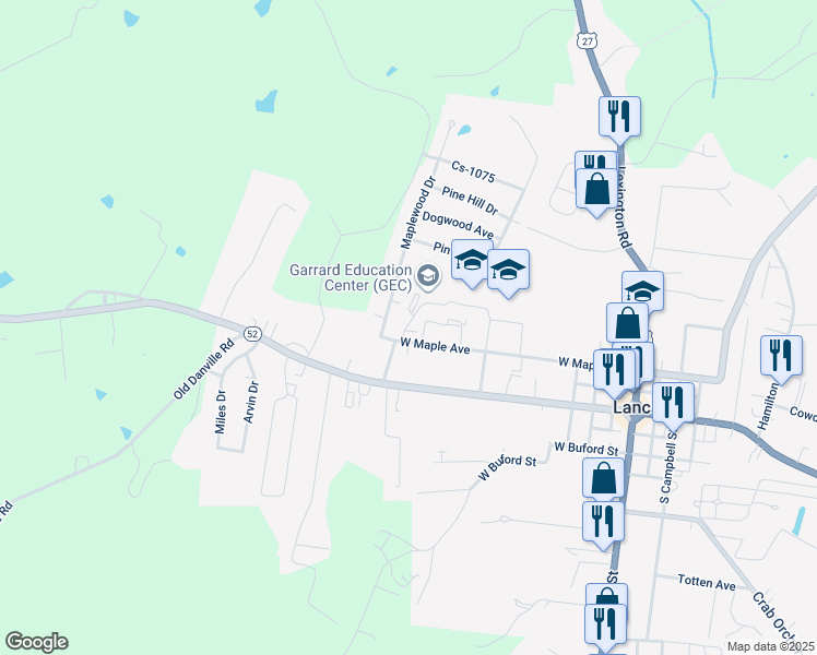 map of restaurants, bars, coffee shops, grocery stores, and more near 324 West Maple Avenue in Lancaster