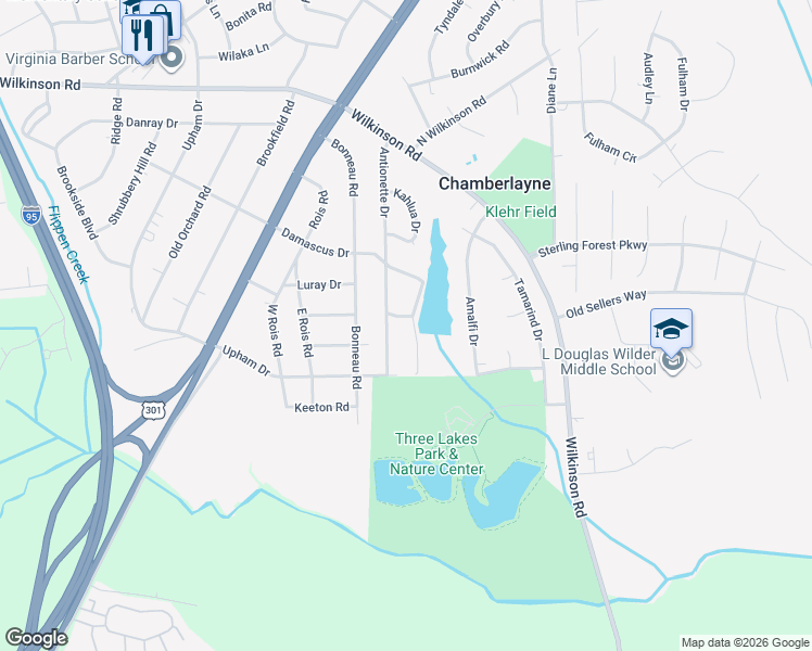 map of restaurants, bars, coffee shops, grocery stores, and more near 7607 Oster Drive in Richmond