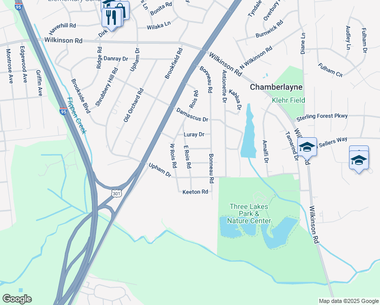 map of restaurants, bars, coffee shops, grocery stores, and more near 101 Norman Drive in Richmond