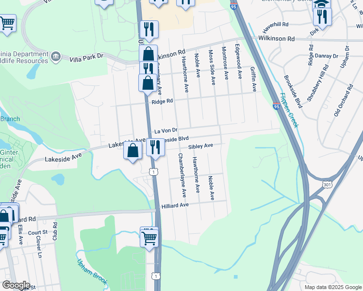 map of restaurants, bars, coffee shops, grocery stores, and more near 812 Sibley Avenue in Richmond