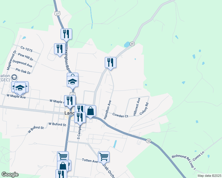 map of restaurants, bars, coffee shops, grocery stores, and more near 209 Hamilton Avenue in Lancaster
