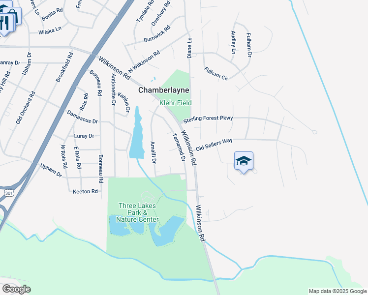 map of restaurants, bars, coffee shops, grocery stores, and more near 7914 Tamarind Drive in Richmond