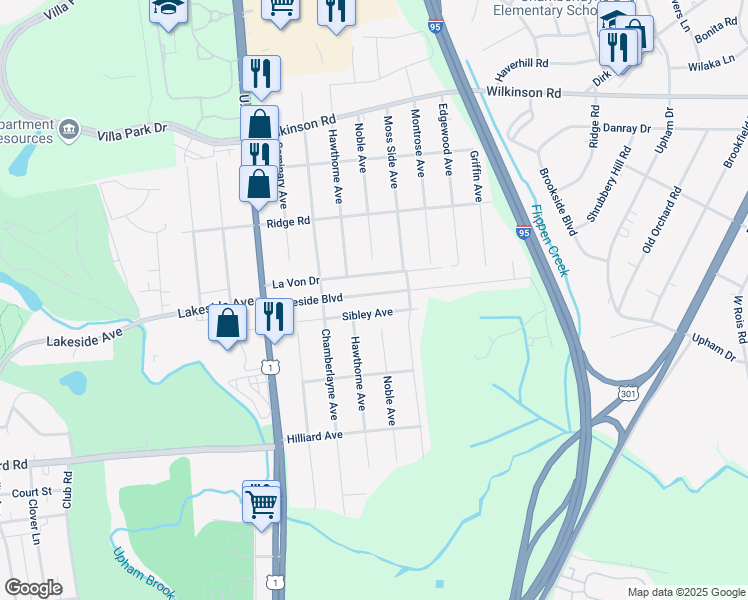 map of restaurants, bars, coffee shops, grocery stores, and more near 711 Lakeside Boulevard in Richmond