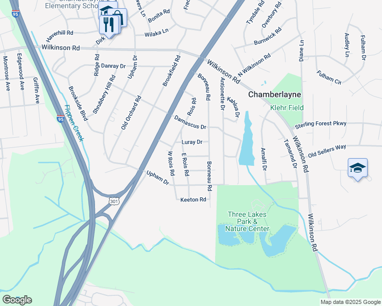 map of restaurants, bars, coffee shops, grocery stores, and more near 102 Norman Drive in Richmond