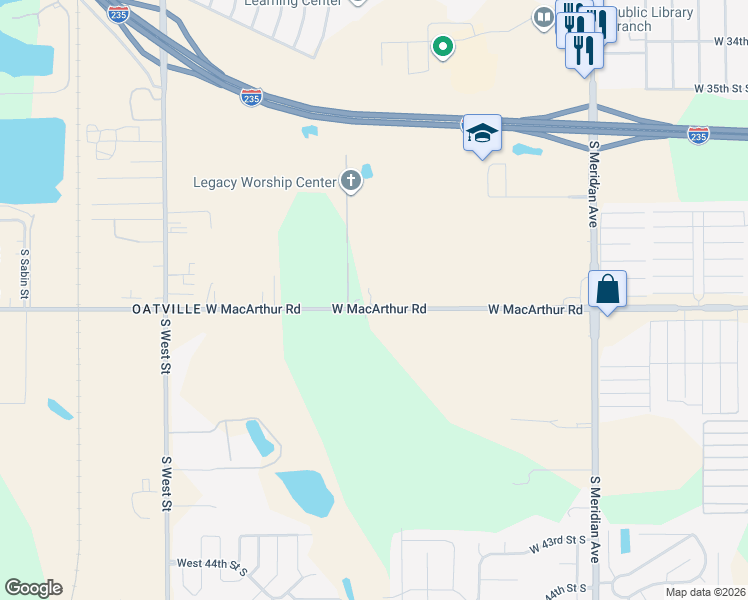 map of restaurants, bars, coffee shops, grocery stores, and more near 3206 W MacArthur Rd in Wichita
