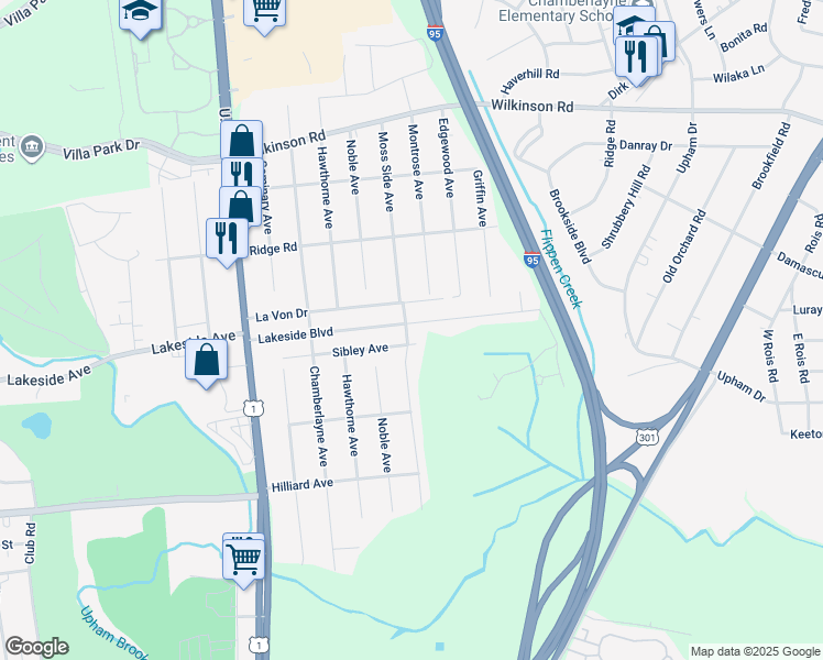 map of restaurants, bars, coffee shops, grocery stores, and more near 511 Lakeside Boulevard in Richmond