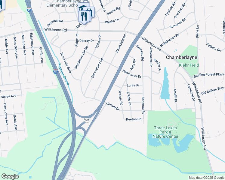 map of restaurants, bars, coffee shops, grocery stores, and more near 5807 Chamberlayne Road in Richmond