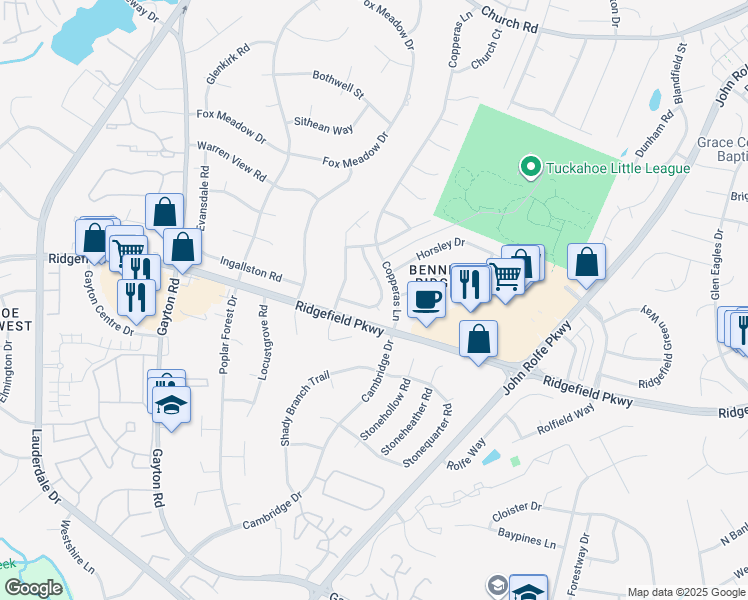 map of restaurants, bars, coffee shops, grocery stores, and more near 2130 Kelly Ridge Rd in Richmond