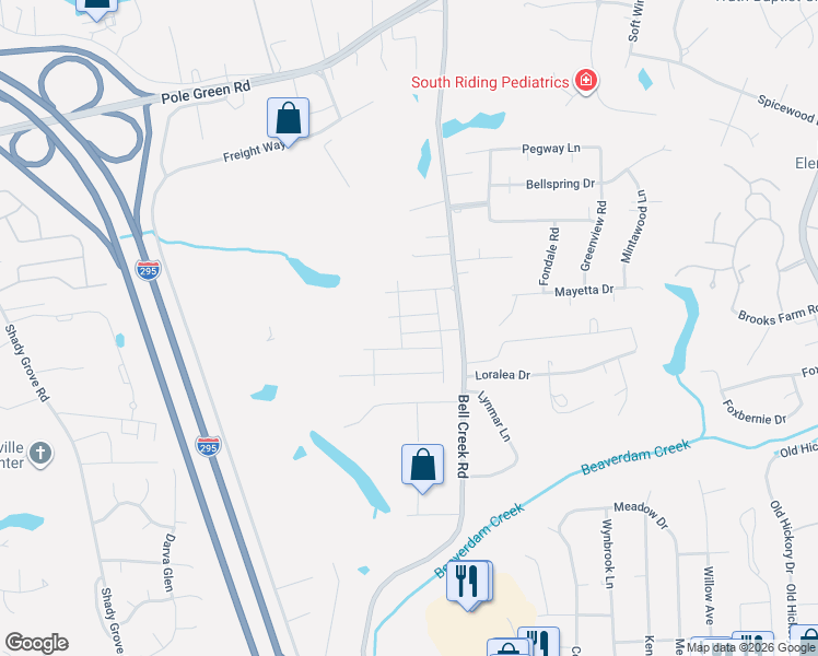 map of restaurants, bars, coffee shops, grocery stores, and more near 7429 Leaf Fall Way in Mechanicsville