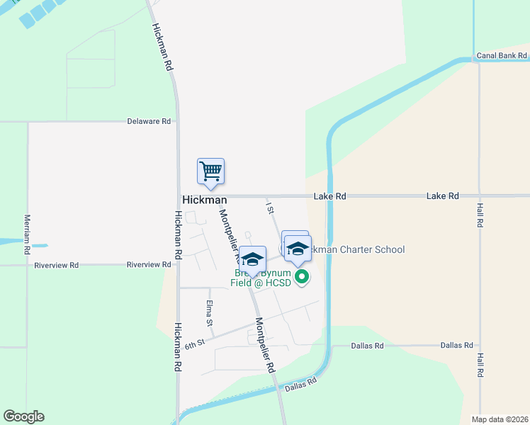 map of restaurants, bars, coffee shops, grocery stores, and more near 831 I Street in Hickman