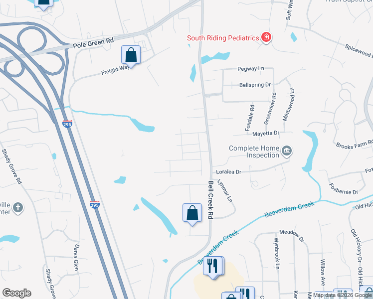 map of restaurants, bars, coffee shops, grocery stores, and more near 7429 Leaf Fall Way in Mechanicsville