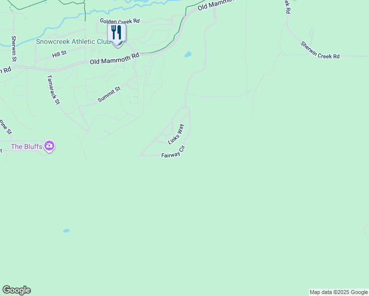 map of restaurants, bars, coffee shops, grocery stores, and more near 785 Fairway Circle in Mammoth Lakes