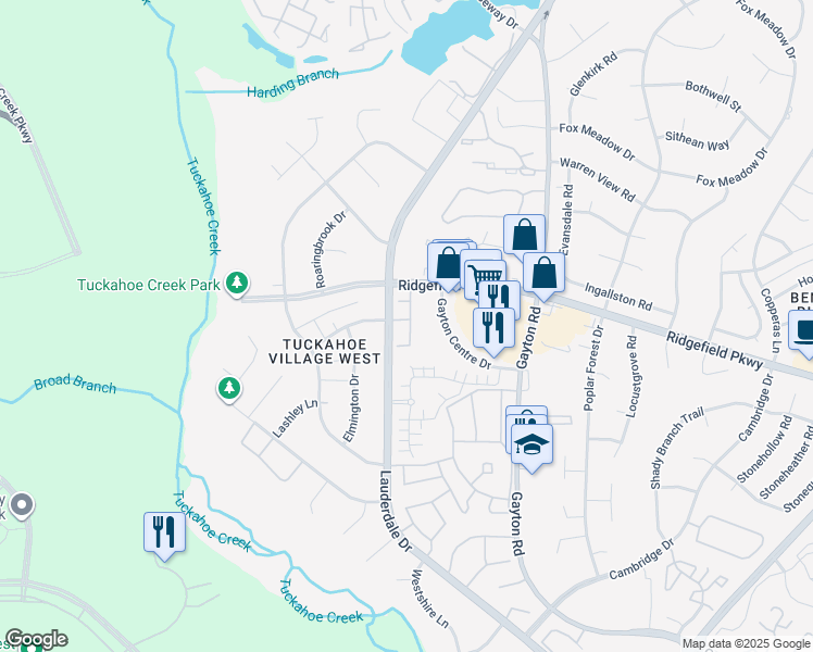 map of restaurants, bars, coffee shops, grocery stores, and more near 2460 Stembridge Court in Richmond
