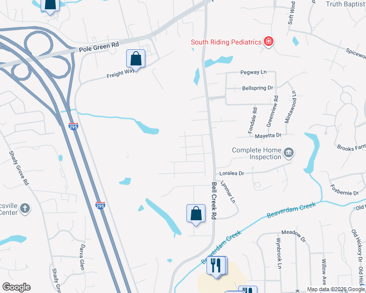 map of restaurants, bars, coffee shops, grocery stores, and more near 7429 Leaf Fall Way in Mechanicsville