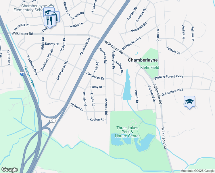 map of restaurants, bars, coffee shops, grocery stores, and more near 5909 Bonneau Road in Richmond