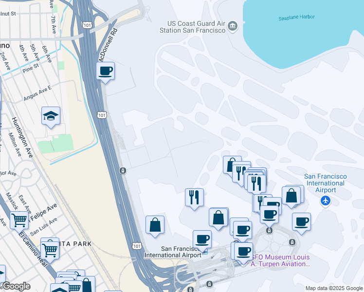 map of restaurants, bars, coffee shops, grocery stores, and more near in San Francisco