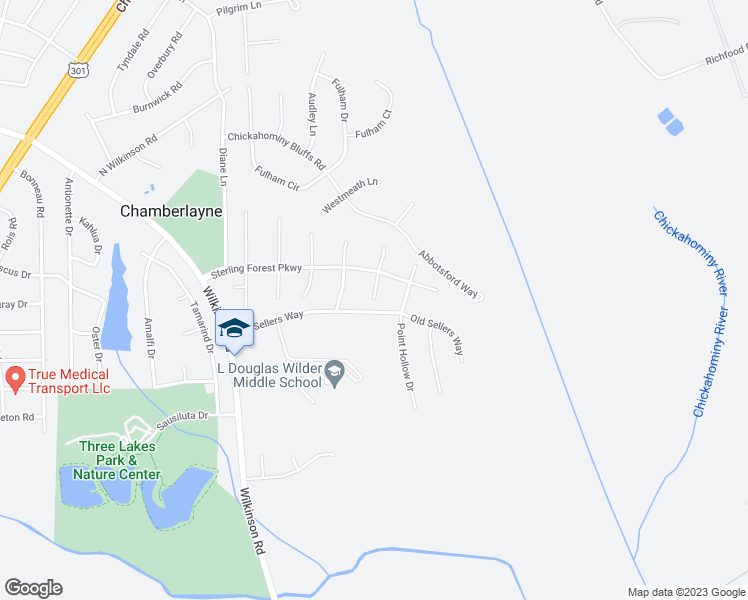 map of restaurants, bars, coffee shops, grocery stores, and more near 5416 Moss Gate Terrace in Richmond