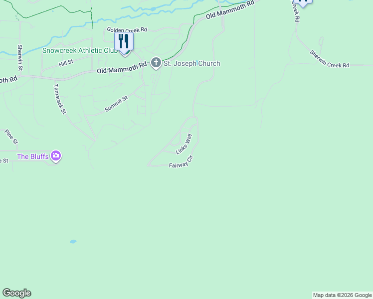 map of restaurants, bars, coffee shops, grocery stores, and more near 785 Fairway Circle in Mammoth Lakes