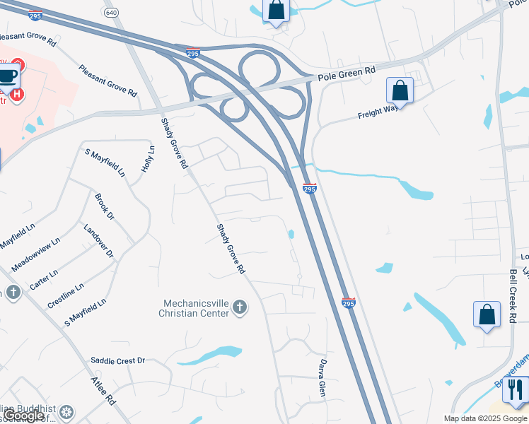 map of restaurants, bars, coffee shops, grocery stores, and more near 8776 Hope Farm Lane in Mechanicsville