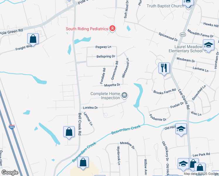 map of restaurants, bars, coffee shops, grocery stores, and more near 7221 Mayetta Drive in Mechanicsville