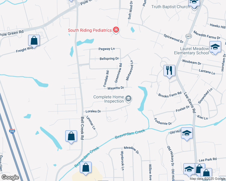 map of restaurants, bars, coffee shops, grocery stores, and more near 7221 Mayetta Drive in Mechanicsville