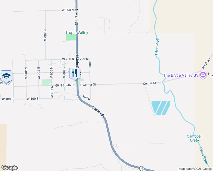 map of restaurants, bars, coffee shops, grocery stores, and more near East Center Street in Tropic
