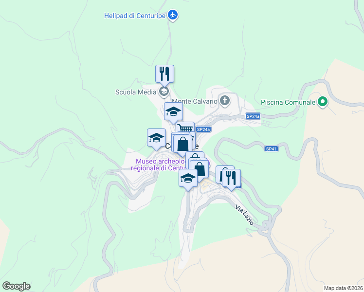 map of restaurants, bars, coffee shops, grocery stores, and more near 1 Vico Sele in Centuripe