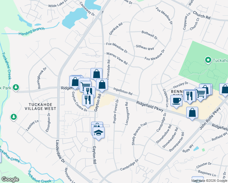 map of restaurants, bars, coffee shops, grocery stores, and more near 11202 Ingallston Road in Richmond