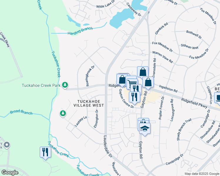 map of restaurants, bars, coffee shops, grocery stores, and more near 2460 Stembridge Court in Richmond