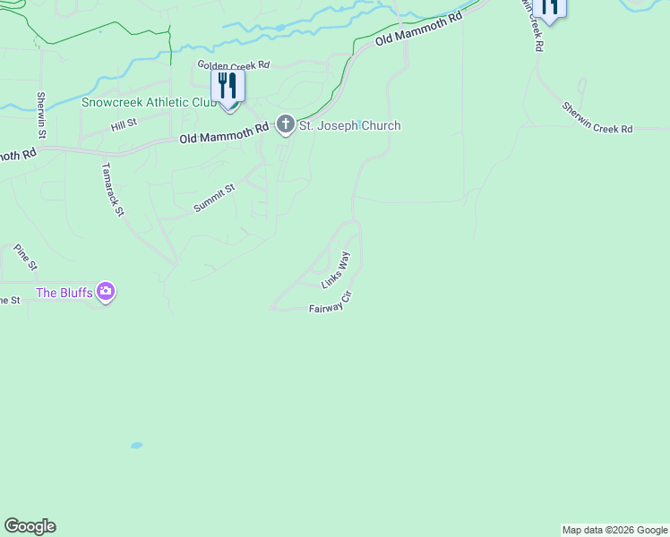 map of restaurants, bars, coffee shops, grocery stores, and more near 717-718 Fairway Circle in Mammoth Lakes