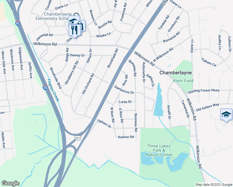 map of restaurants, bars, coffee shops, grocery stores, and more near 5910 West Rois Road in Richmond