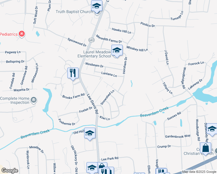map of restaurants, bars, coffee shops, grocery stores, and more near 7023 Catwalk Court in Mechanicsville