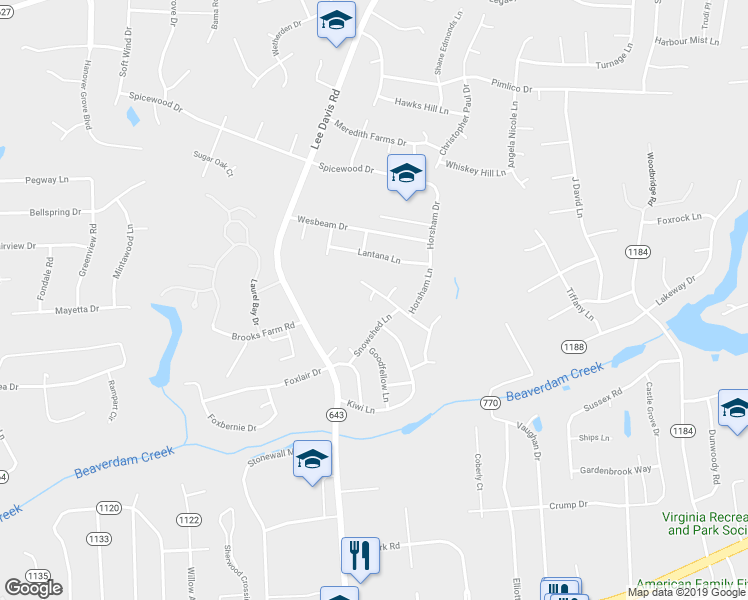 map of restaurants, bars, coffee shops, grocery stores, and more near 7023 Catwalk Court in Mechanicsville