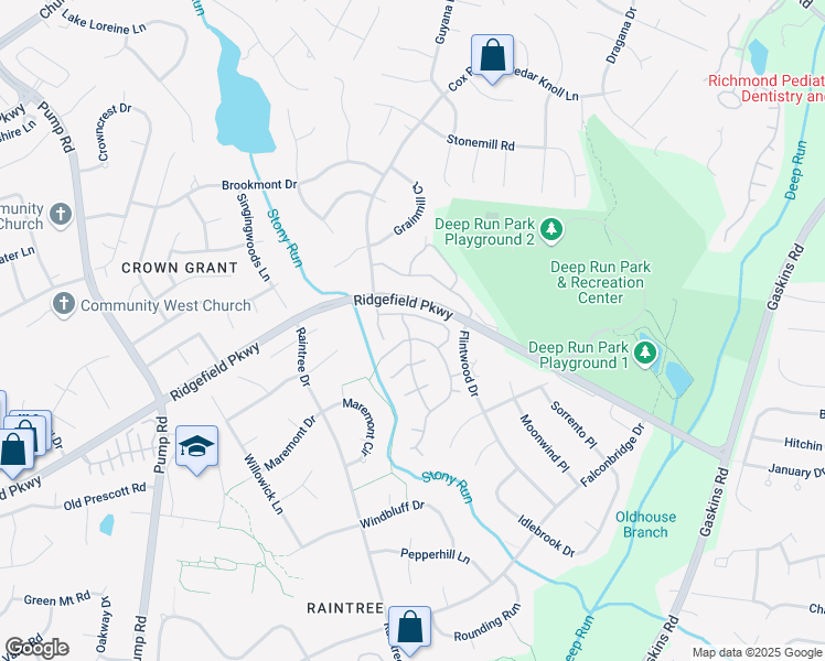 map of restaurants, bars, coffee shops, grocery stores, and more near 2227 Rocky Point Parkway in Richmond