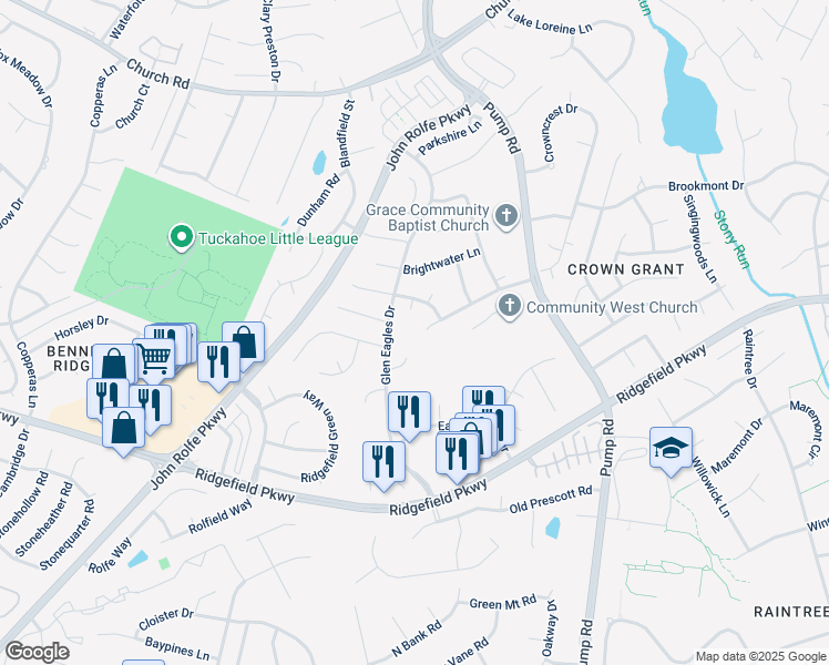 map of restaurants, bars, coffee shops, grocery stores, and more near 12472 Burnside Lane in Richmond