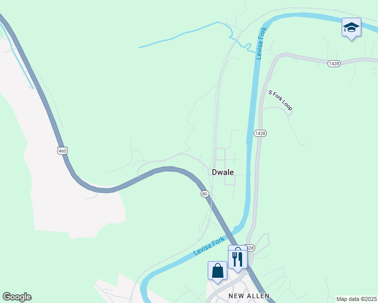 map of restaurants, bars, coffee shops, grocery stores, and more near in Dwale