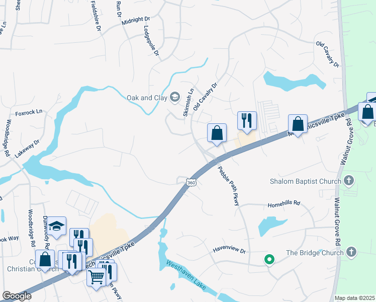 map of restaurants, bars, coffee shops, grocery stores, and more near 6155 Thicket Run Way in Mechanicsville