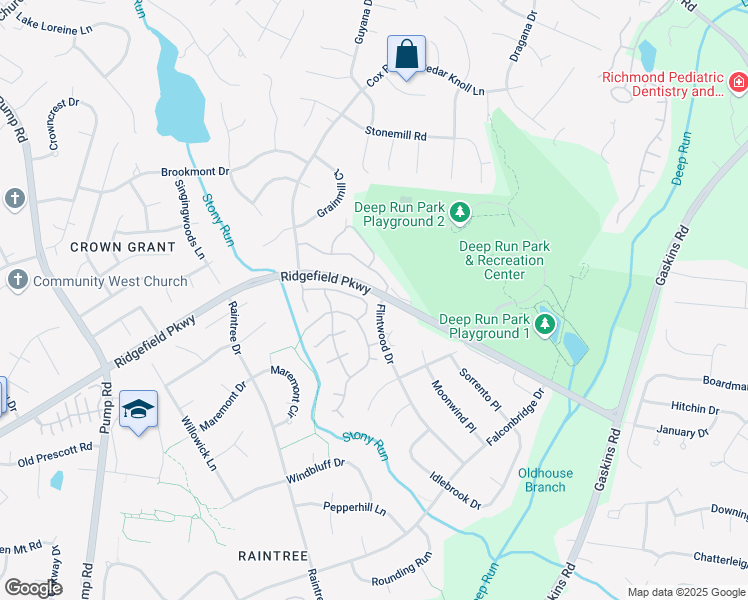 map of restaurants, bars, coffee shops, grocery stores, and more near 2210 Rockwater Terrace in Richmond