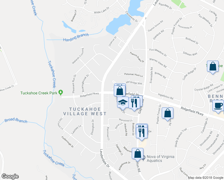 map of restaurants, bars, coffee shops, grocery stores, and more near 2430 Barnside Circle in Henrico