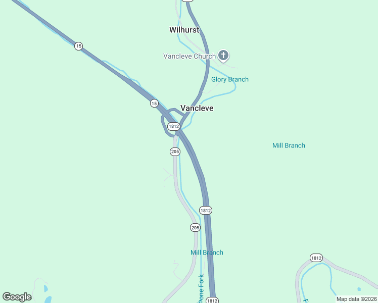 map of restaurants, bars, coffee shops, grocery stores, and more near Highway 15 in Vancleve
