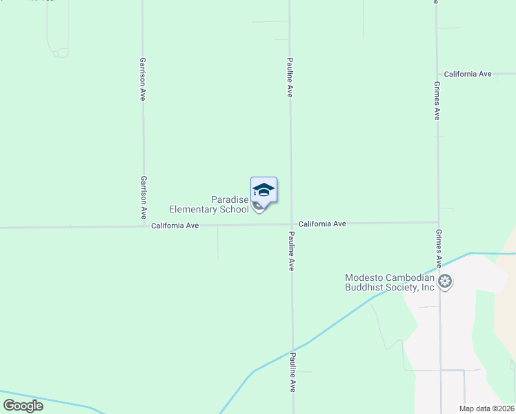 map of restaurants, bars, coffee shops, grocery stores, and more near 3361 California Avenue in Modesto