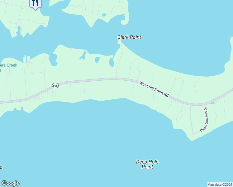 map of restaurants, bars, coffee shops, grocery stores, and more near 3114 Windmill Point Road in White Stone