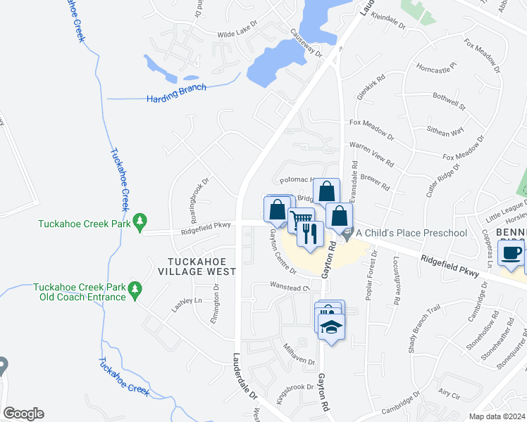 map of restaurants, bars, coffee shops, grocery stores, and more near 2404 Barnside Circle in Richmond