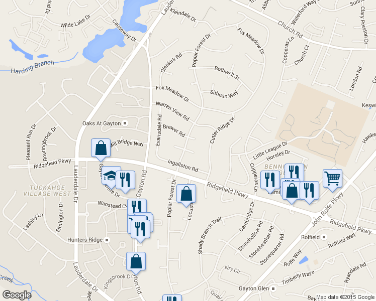 map of restaurants, bars, coffee shops, grocery stores, and more near 11106 East Langham Court in Henrico