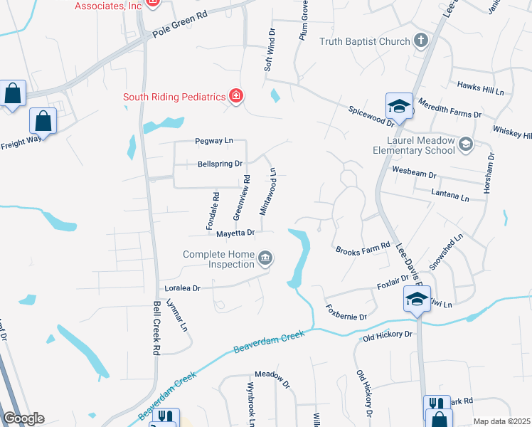 map of restaurants, bars, coffee shops, grocery stores, and more near 8160 Mintawood Lane in Mechanicsville