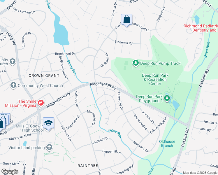 map of restaurants, bars, coffee shops, grocery stores, and more near 2227 Rocky Point Parkway in Richmond