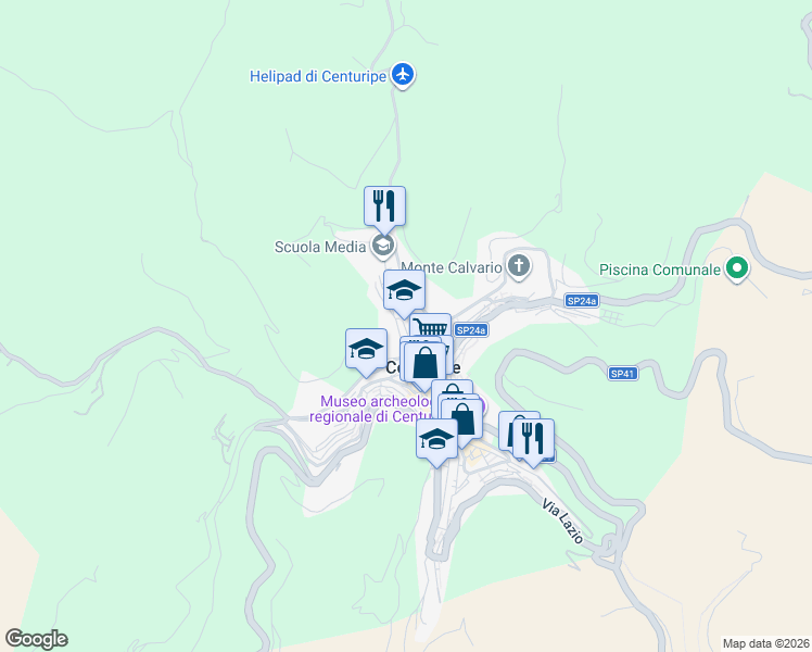 map of restaurants, bars, coffee shops, grocery stores, and more near 1 Via Simeto in Centuripe