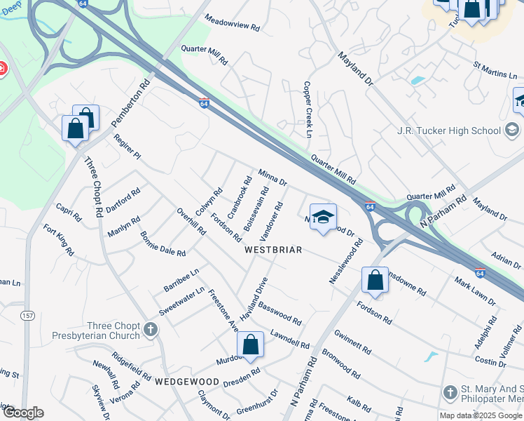 map of restaurants, bars, coffee shops, grocery stores, and more near 2415 Boissevain Road in Richmond